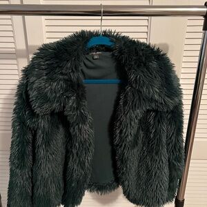 Wild Fable Faux Fur Teddy Jacket - Dark Green